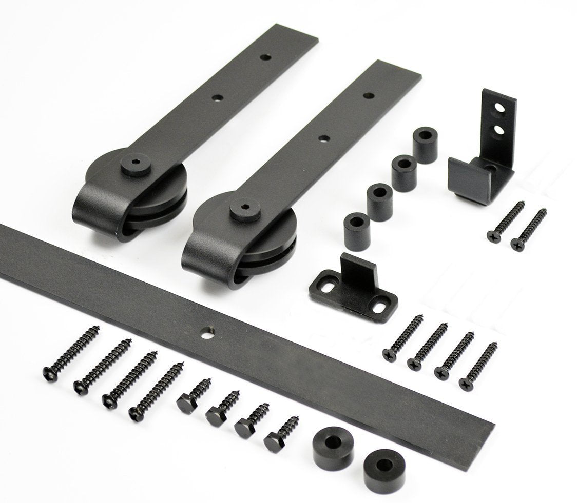 Kit Puerta Corredera Rustic 25 de acero negro para puertas de hasta 25kg - accesorios para puertas